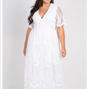 White lace overlay dress wedding or maternity